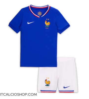 Francia Prima Maglia Bambino Europei 2024 Manica Corta (+ Pantaloni corti)